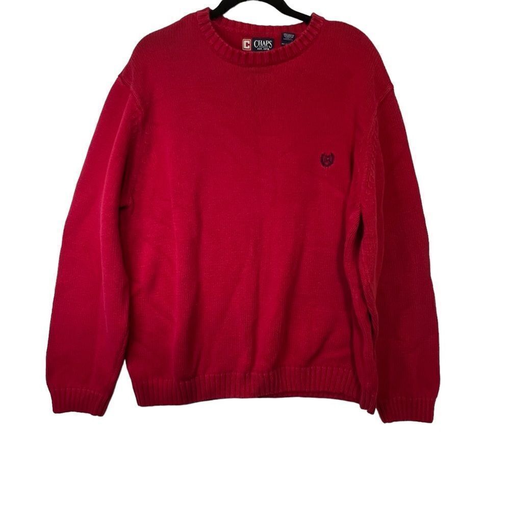 CHAPS XL Oversized Knit Bright Red Sweater for Lounge/Casual/Fall/Winter/Spring